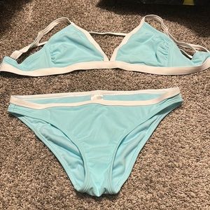 Xhiliration Minty Bikini DD/D top L bottoms. Like New!
